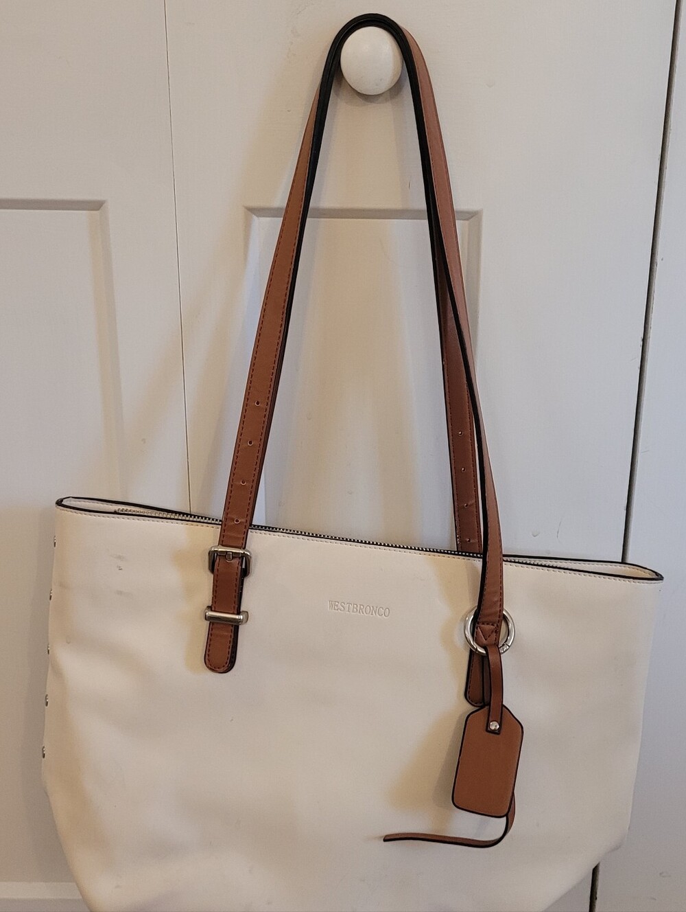 Westbronco Cream Tote with Tan Shoulder Straps